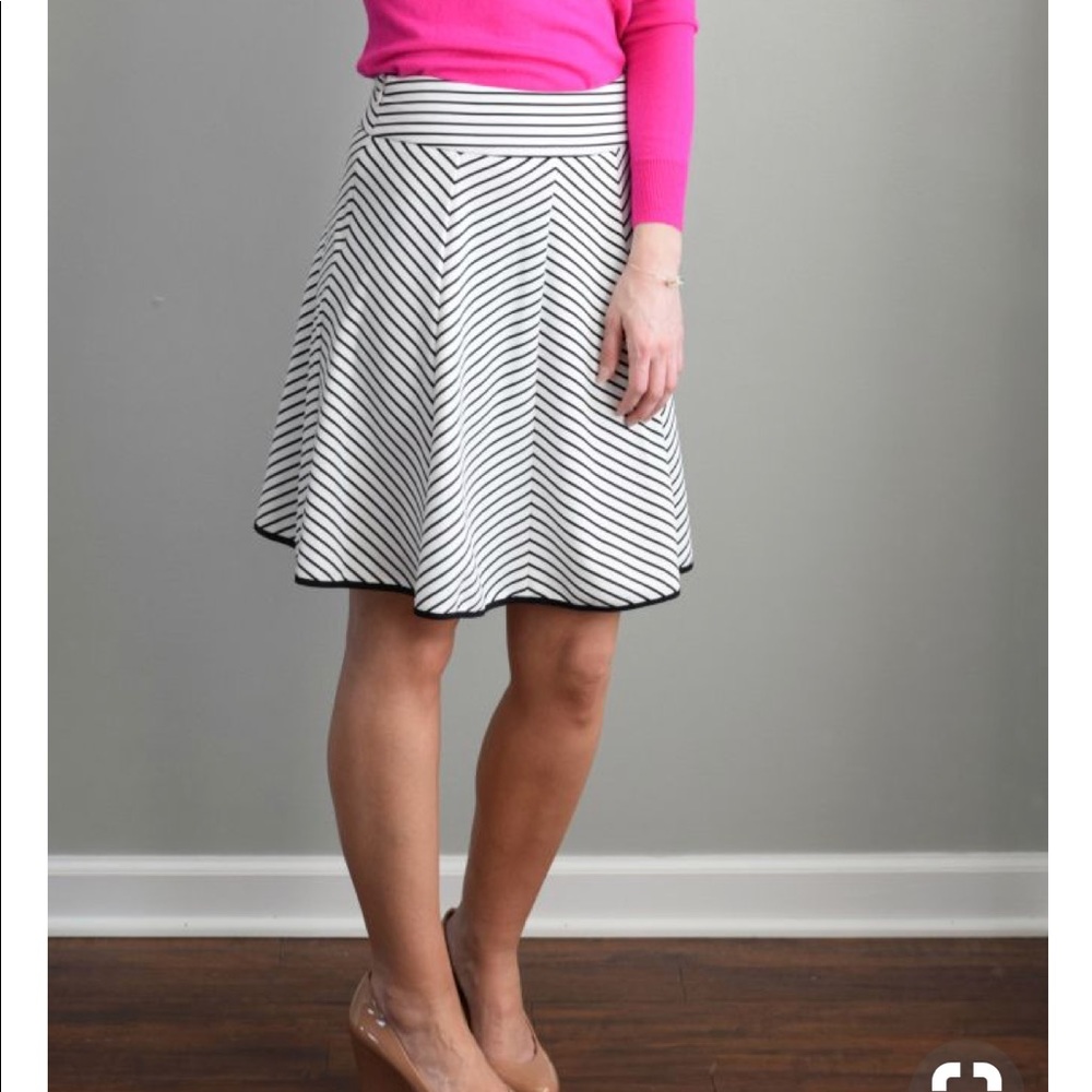 Black and white striped swing skirt